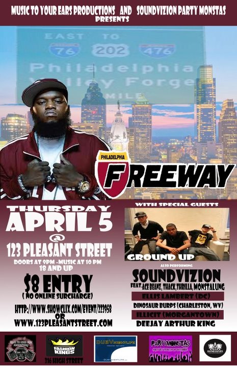 WIN TICKETS to see FREEWAY & GROUND UP this THURSDAY!  –  PHILLY HIP HOP INVADES MORGANTOWN!